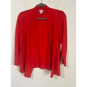 Chicos Sz 1 (US M US 8) Flame Scarlet The Perfect Layer Cardigan Sweater Cotton,